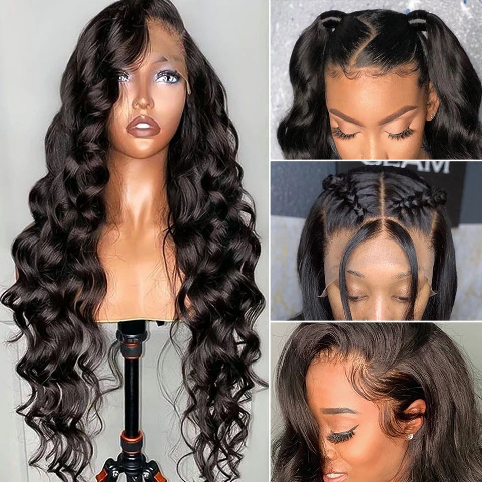 13x4 HD Transparent Lace Frontal Loose Body Wave Human Hair Wigs 180% |XoXoBexuty